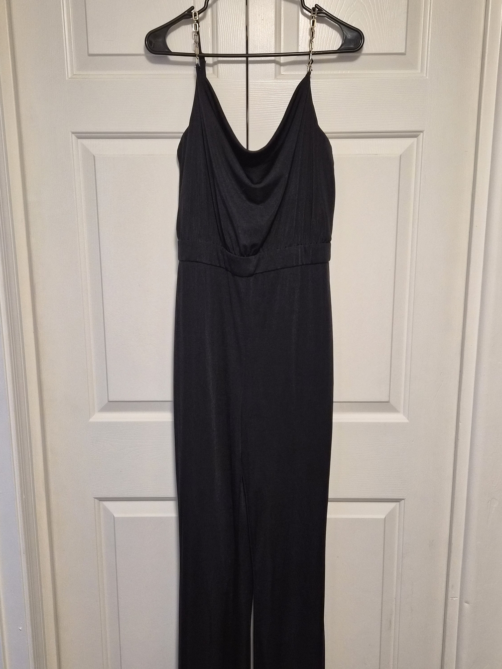 Jason Wu Black Cowl-Neck Jumpsuit with Chain Straps